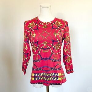 J McLaughlin Catalina Cloth Stretch Jersey Top Womens Small Equestrian Preppy